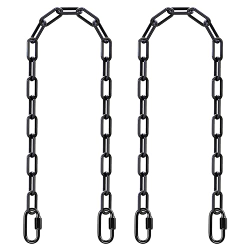 SELEWARE 2Pcs 60" Hanging Swing Chain Black Plastic Coated Hanging Chains | 1000LB Capacity Porch Swing Chain with 4 Carabiners, Hammock Hardware Kit for Hanging Chair, Punching Bag, Indoor Outdoor Gym - color: Black, size: 60" (2 Pcs)