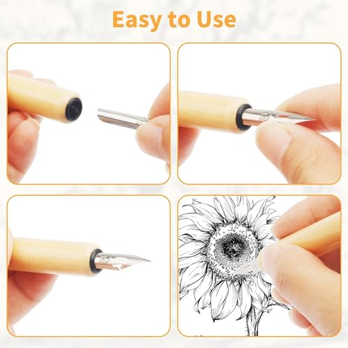 G-Pen Ink Nib Stainless Steel Drawing Comic Pen Nib, 11 Pcs Comic Pens Nib Set, Dip Pens Nibs Holders with Comic Nib, Calligraphy Wooden Drawing Holder with Stainless Steel Pen Nib for Writing