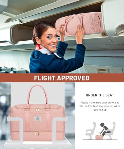 WINDARS Travel Duffle Bag, Weekender Bags for Women with Shoe Compartment, Overnight Bag with Toiletry Bag, Carry On Duffel Bags For Airplanes, Yoga Gym Duffel Bag, Pink - color: Pink