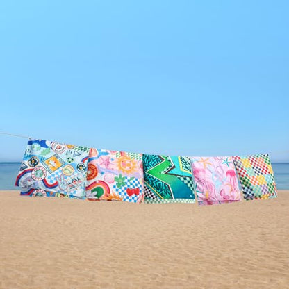 Dock & Bay Kid's Towel - for Beach Use - Quick Dry, Sand Free - Compact, Lightweight - 100% Recycled - Includes Bag - Check Me Out, Medium (130x70cm, 51x28) - color: Check Me Out, size: Medium (130x70cm, 51x27")
