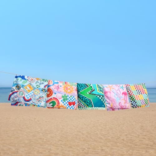 Dock & Bay Kid's Towel - Quick Dry, Sand Free - Compact, Lightweight - 100% Recycled - Includes Bag - Check Me Out - Large (160x90cm, 63x35) - color: Check Me Out, size: Large (160x90cm, 63x35")