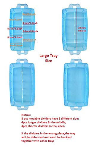 Kamay's Large 3 Tier Stackable Adjustable Compartment Slot Bead Craft Jewellery Tool Storage Organiser,Snap-lock Tray Container with 30 Compartments Blue - style: Large 3 Tier 30 Compartments Blue