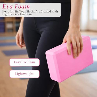4 Pcs Yoga Blocks 9 x 6 x 3.15 Inch Eva Foam Lightweight Non Slip Yoga Props Firm and Supportive for Yoga Pilates Stretching Meditation