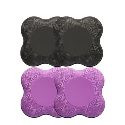 2 Pack Yoga Knee Pads Mat Set - Extra Thick Foam Kneeling Pad Cushion for Knees, Elbows, Wrists, Head - Yoga Essentials for Women Men, Non-Slip Pilates, Meditation, Floor Workouts - color: 4pcs-black+Purple