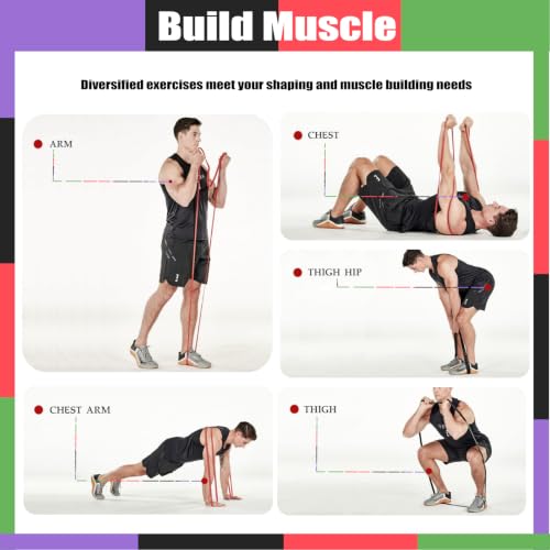 Resistance Bands for Working Out,4-Level Elastic Pull Up Assistance Bands Set for Men & Women,Exercise Bands for Full-Body Training, Fitness, Physical Therapy, Stretch Workout Bands at Home, Gym - size: 7set