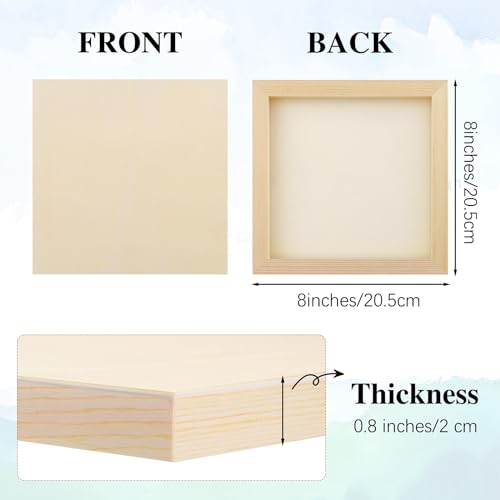 Aodaer 8 Pack Wood Panels 8 x 8 Inch Wooden Panels Canvas Unfinished Craft Wood Boards Panels for Art Crafts Acrylic and Oil Painting Pouring DIY Projects - size: 8 x 8 Inch
