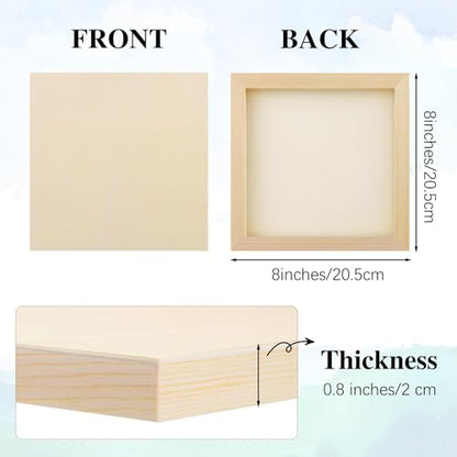 Aodaer 8 Pack Wood Panels 8 x 8 Inch Wooden Panels Canvas Unfinished Craft Wood Boards Panels for Art Crafts Acrylic and Oil Painting Pouring DIY Projects - size: 8 x 8 Inch
