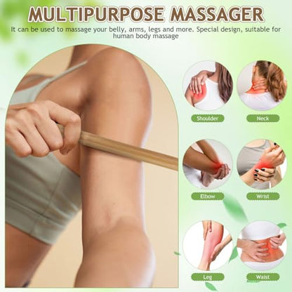 Massage Stick: Bamboo Massage Roller Stick - Full Body Massager Tool for Relax Muscles