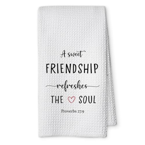 1 PCS Funny A Sweet Friendship Refreshes The Soul Hand Towels,Christian Kitchen Towels,Gift for Friend Woman, Hostess Gifts - color: Color_01