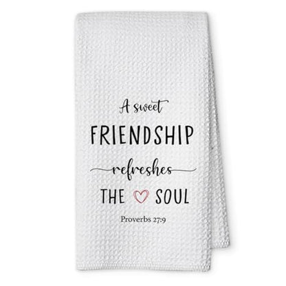 1 PCS Funny A Sweet Friendship Refreshes The Soul Hand Towels,Christian Kitchen Towels,Gift for Friend Woman, Hostess Gifts - color: Color_01