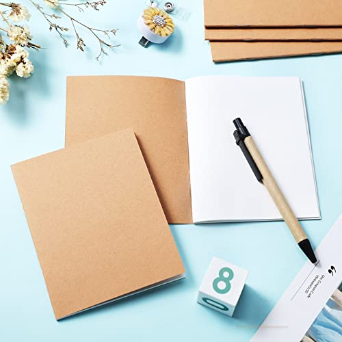 Epakh 100 Pack Mini Blank Kraft Notebooks, Brown | Unlined Sketchbook, A6, 48 Pages, 24 Sheets, 4.25 x 5.5 Inch, Small Pocket Bulk, Student Drawing Writing, Journal - color: Brown