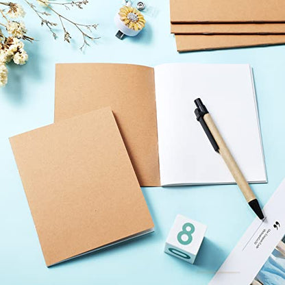 Epakh 100 Pack Mini Blank Kraft Notebooks, Brown | Unlined Sketchbook, A6, 48 Pages, 24 Sheets, 4.25 x 5.5 Inch, Small Pocket Bulk, Student Drawing Writing, Journal - color: Brown