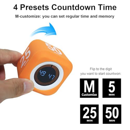 Rotating Cube Visual Countdown Timer 5, 25, 10 50 Minutes Preset - color: Black