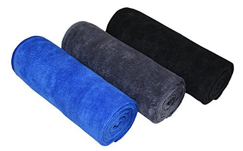 Gym Towels for Men & Women Microfiber Sports Towel Set Fast Drying & Absorbent Workout Sweat Towels for Fitness,Yoga, Golf,Camping 3-Pack Gift Present - color: 1black+1darkblue+1gray