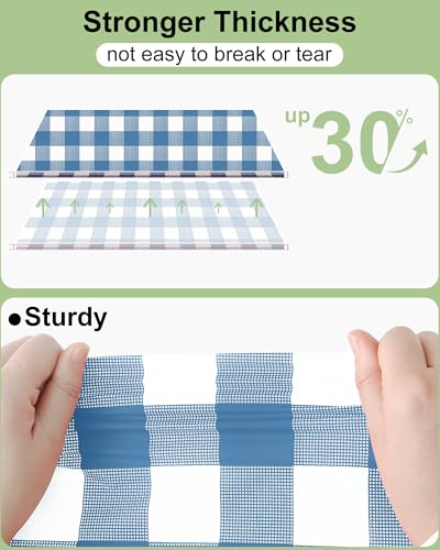 Smiry 8 Packs Gingham Disposable Table Cloth, 54 x 108 Inch Waterproof Plastic Tablecloth, Rectangle Aqua and White Checkered Table Covers for Picnic, Birthday, Party - color: Aqua and White, size: 54"x108" (Pack of 8)