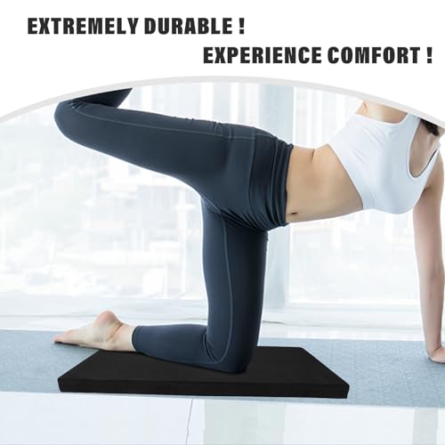 Yoga Knee Pad Cushion Yoga Mat Thick Kneeling Pads Support for Knees, Wrists Elbows, Non-Slip - Earth-Friendly Knee Pads for Yoga, Pilates, Floor Workouts - Knee Cushion, Black Yoga Mat, 24x12.2 Inch
