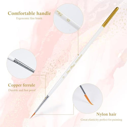 Fine Detail Paint Brush Set, 6 Pieces Miniature Art Brushes for Fine Detailing,Art Painting - Acrylic, Watercolor, Oil - Miniatures, Models, Airplane Kits, Nail