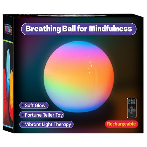 YESIE 'Breathing Ball'| Visual Meditation Tool Accessories for Mindfulness| Sound Guided| Calm Down from Stress & Anxiety Relief | Night Lamp for Adults & Kids| Sleep Aid| Remote Control