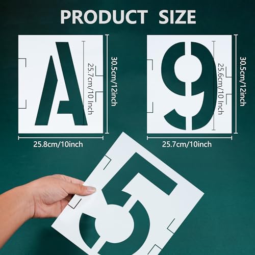 12 Inch Number Stencils Reusable Number Templates Interlocking Stencil Kit Plastic Large Size Number Stencils for Wood Wall Paper Fabric Glass Signage DIY Art Projects - style: 12 Inch Number