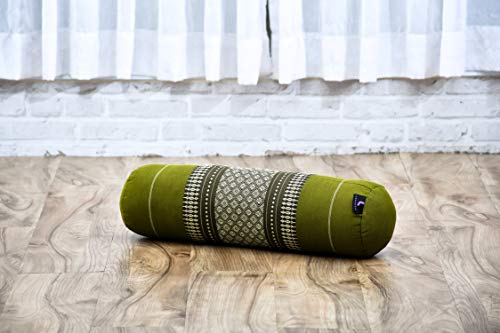 Leewadee Small Yoga Bolster – Shape-Retaining Cervical Neck Roll, Tube Pillow for Comfortable Reading, Kapok Filling, 22 x 6 x 6 inches - color: Sf17 - Green