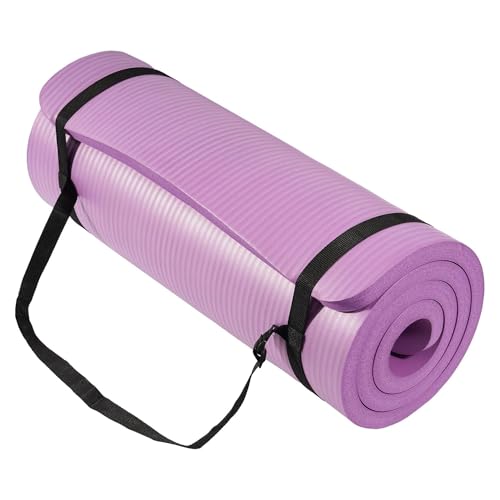 BalanceFrom Yoga Mat, 1-Inch Extra Thick High Density Exercise Mat, Anti-Tear Exercise Yoga Mat with Carrying Strap, Suitable for Various Yoga Exercises, Multiple Colors - color: Taro Purple