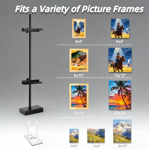 29" Adjustable Tabletop Easel Stand for Picture Frames, Metal Picture Frame Stand for Artwork Displays, Photos, Certificates & Signs up to 29 Inches (Black)