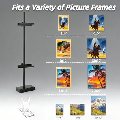 29" Adjustable Tabletop Easel Stand for Picture Frames, Metal Picture Frame Stand for Artwork Displays, Photos, Certificates & Signs up to 29 Inches (Black)