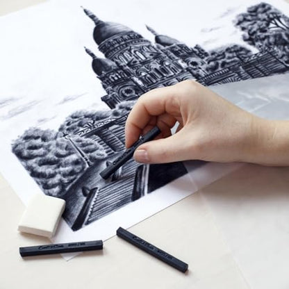 Conté à Paris 12 Count HB Sketching Crayons Set, Black | Firm Consistent Texture, Precise Linework And Detail, Ideal For Foundational Sketches And Studies - style: 12 Count - Black HB