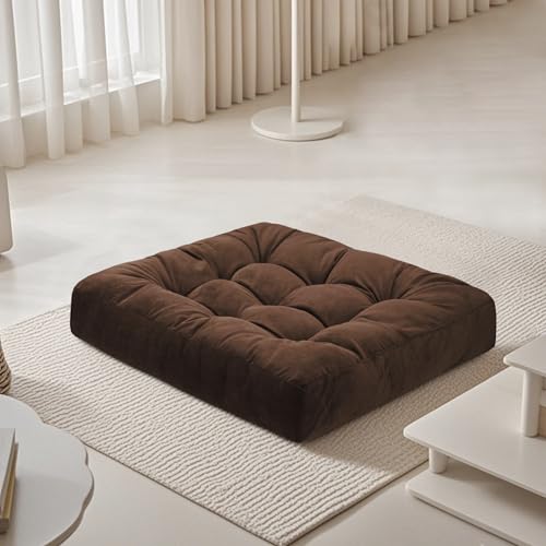 Meditation Floor Pillow 22×22 Inch 1 Pack Large Floor Cushions for Adults Square Tufted Corduroy Floor Pillows for Yoga Living Tatami Room Coffee - color: Coffee