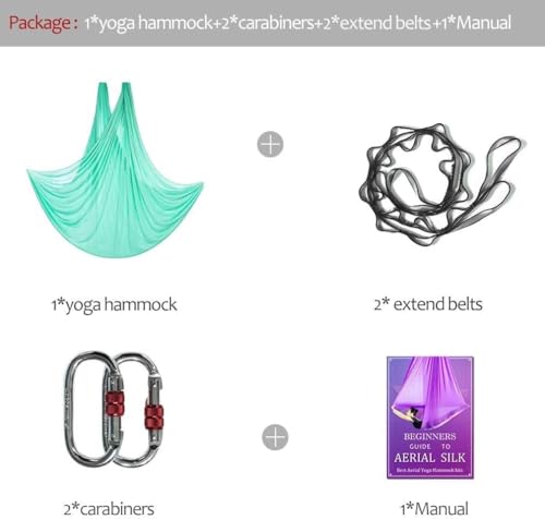 Aerial Yoga Hammock L:5M W:2.8M 5.5 Yards Aerial Pilates Silk Yoga Swing Set with 2000 Ibs Load Include Daisy Chain, Pose Guide - color: Light Pink