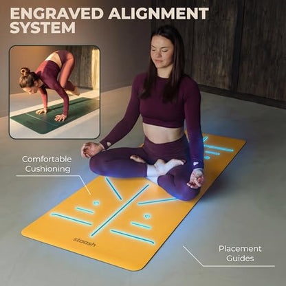 STAASH Premium Yoga Set – PU & Natural Rubber Mat + Towel + Strap + Knee Pad – Non-Slip Grip, Eco-Friendly, Studio Quality - color: Sun Yellow