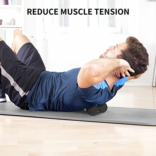 5BILLION Peanut Massage Ball - Double Lacrosse Massage Ball & Mobility Ball for Physical Therapy - Deep Tissue Massage Tool for Myofascial Release, Muscle Relaxer, Acupoint Massage (Black) - color: Black