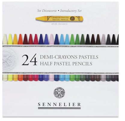 SENNELIER Pastel Pencil Set, 24 Half Size Pencils, 12 Empty Slots, Magnetic Cardboard Box (N132380.01)