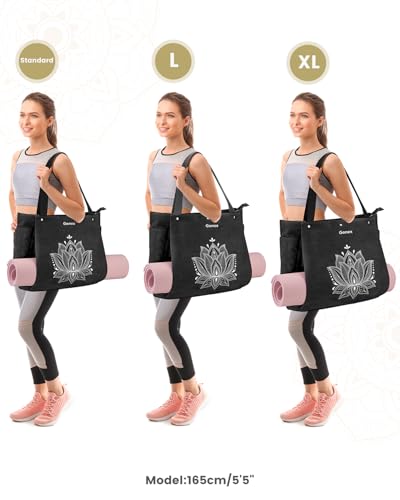 Gonex Yoga Mat Bag with Zipper Mat Carrier Canvas Gym Tote | Durable Canvas, Zipper Closures Prevent Slipping, Quick Access, Bottle Holder, Fits Yoga Blocks, Gym & Travel Use - color: Black, size: X-Large(19.5×7×17inch)