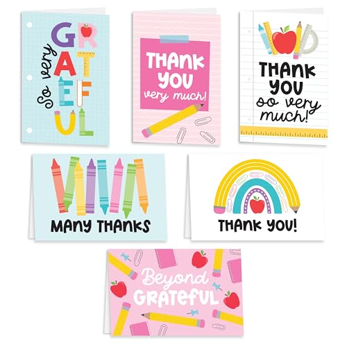 24 Teacher Thank You Cards with Envelopes Teacher Appreciation Cards Bulk - style: Colorful Pastel