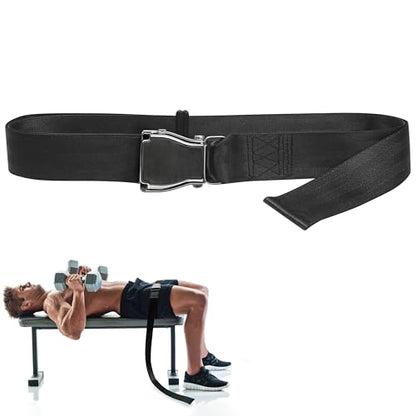Belt Squat Collar for Nordic Hamstring Curl on Bench, 5.6Ft Long Buckle Strap for Seat Workouts Leg Extension Machines Achieve Stability Comfort Home Exercise Fitness Assisted Muscles Women Men Black