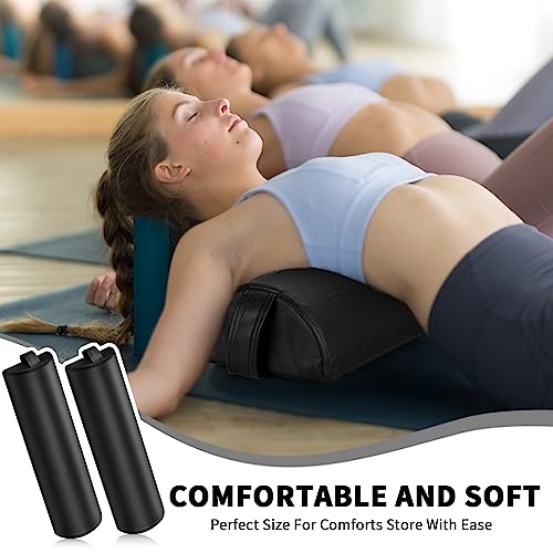 Ripeng Half Round Massage Table Bolster Pillow Pad with Strap Handle, Semi-Round Bolster Pillow, 6"W x 3"H x 21"L Bolsters Support Pad for Massage Yoga Spa Neck Under Knee Ankles Pain Relief(4 Pcs) - size: 6"W x 3"H x 21"L