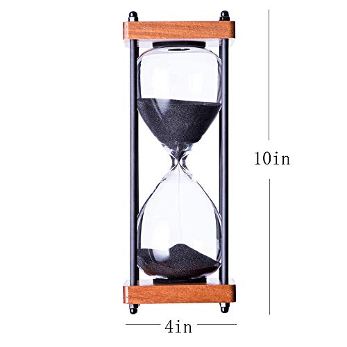 Large Hourglass Timer 60 Minute, Decorative Wooden Sandglass, Black - color: Black Sand