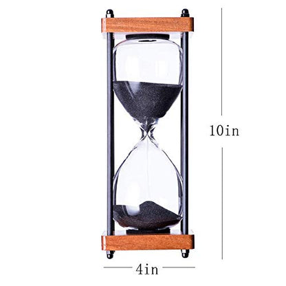 Large Hourglass Timer 60 Minute, Decorative Wooden Sandglass, Black - color: Black Sand