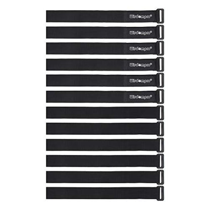 Wisdompro 12 Pack 1 x 18 Inch Long Hook and Loop Tie Down Straps Heavy Duty - size: 1 x 18 Inch, 12 Pack