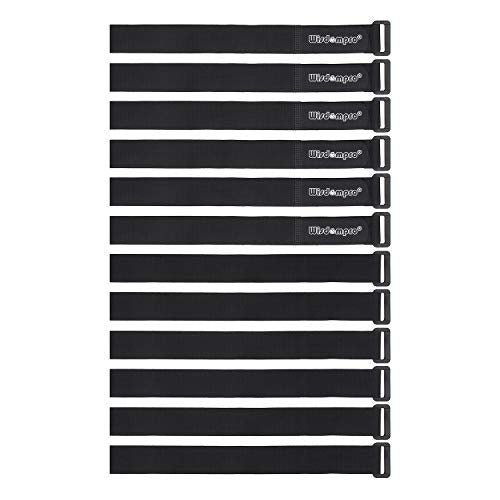 Wisdompro 12 Pack 1 x 18 Inch Long Hook and Loop Tie Down Straps Heavy Duty - size: 1 x 18 Inch, 12 Pack