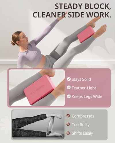 Trideer Yoga Blocks 2 Pack, Soft Non-Slip Foam Blocks with Beveled Edges for Alignment and Stretching in Yoga, Pilates, and Dance - Supportive, Lightweight, Odor Resistant, Latex-Free - color: Guava Pink