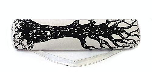 INDIAN CRAFT CASTLE ICC Yoga Mat Bag Carrier Full-Zip Exercise Yoga Mat Carry Bag for Women Men with Multi-Functional Storage Pockets and Adjustable Shoulder Strap 26X6 Inches - style: Black and White Tree