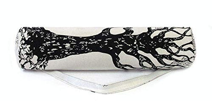 INDIAN CRAFT CASTLE ICC Yoga Mat Bag Carrier Full-Zip Exercise Yoga Mat Carry Bag for Women Men with Multi-Functional Storage Pockets and Adjustable Shoulder Strap 26X6 Inches - style: Black and White Tree