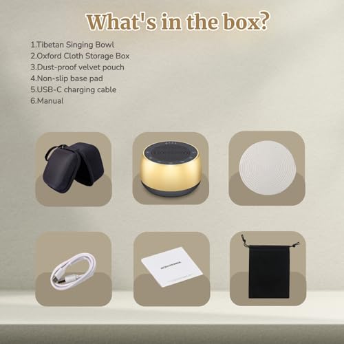 Cordless Automatic Tibetan Singing Bowl,256HZ-432HZ-528HZ 9 Tones 4-Speed Auto-Off Timer,Full Touch Glow Buttons,2000mAh Battery,Deep Ethereal Sound,Yoga,Meditation,Stress Relief (Gold) - color: Gold