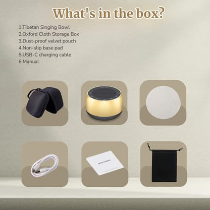 Cordless Automatic Tibetan Singing Bowl,256HZ-432HZ-528HZ 9 Tones 4-Speed Auto-Off Timer,Full Touch Glow Buttons,2000mAh Battery,Deep Ethereal Sound,Yoga,Meditation,Stress Relief (Gold) - color: Gold