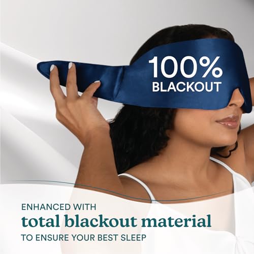 Homedics 100% Silk Sleep Mask, Mulberry Silk, Total Blackout, Nonslip Grip, Adjustable Strap for Custom Fit, Hand Washable, Comfortable for Travel & Home - Midnight Blue - color: Midnight