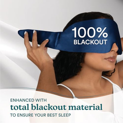 Homedics 100% Silk Sleep Mask, Mulberry Silk, Total Blackout, Nonslip Grip, Adjustable Strap for Custom Fit, Hand Washable, Comfortable for Travel & Home - Midnight Blue - color: Midnight