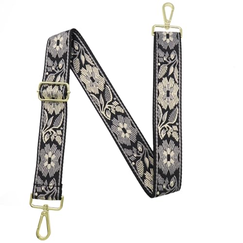 1.5" Wide Purse Strap Adjustable Replacement Gold Hardware Long Crossbody Bag Strap for Thick Shoulder Bags Canvas Handbags Straps - color: Gold Hardware-Gary