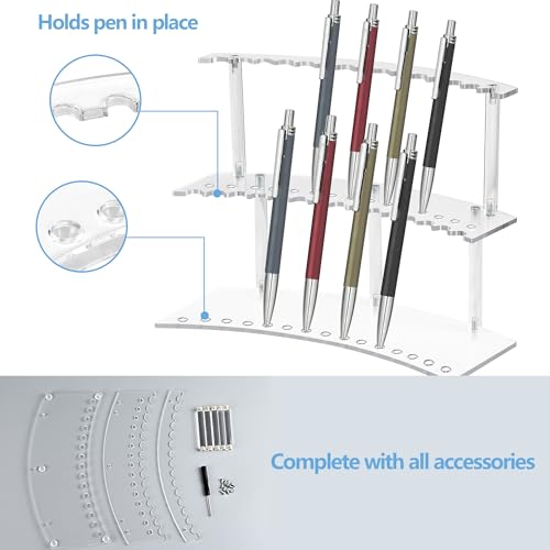 30-Slot Acrylic Pen Holder & 2 Tier Detachable Display Stand for Pens | Makeup Brush Organizer Holder,Pencils & Brushes Display Holder